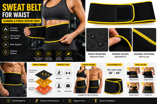 Sweat Belt for Waist – Slimming &amp; Fitness Support Wrap