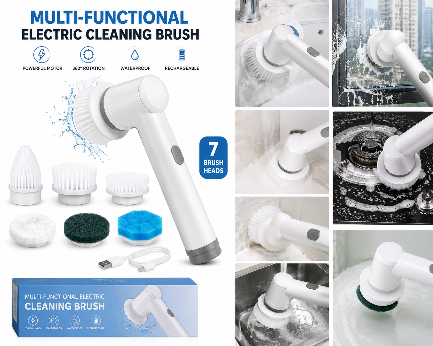 Multi-Functional Electric Cleaning Brush